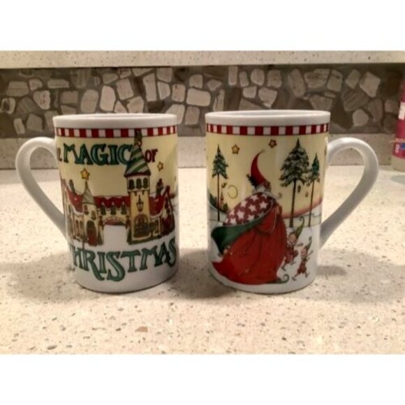 Mary Engelbreit Magic Of Christmas Mug Set of 2 Pristing 2001 Vintage - Picture 1 of 6